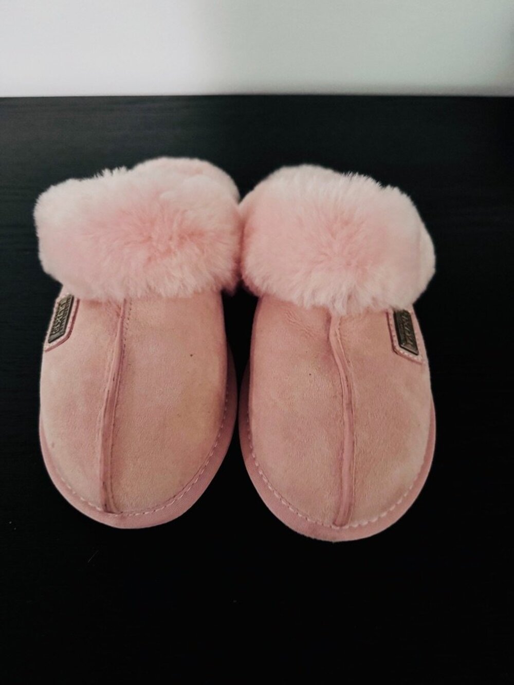 Australia Luxe Collective Girls Pink Suede/Shearling Mule Slippers, Size 4-5